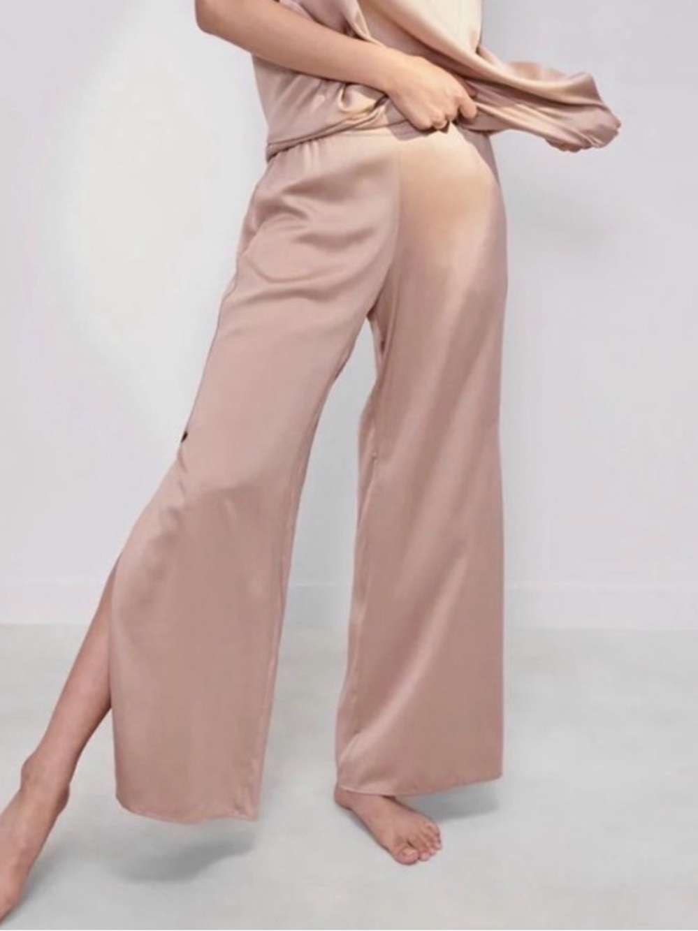 Lunya Washable Silk pants in pink tan size S